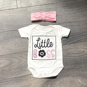 Little Boss Onesie with matching headband! BN